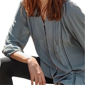 J. Jill Slate Blue Button Front Tunic Top